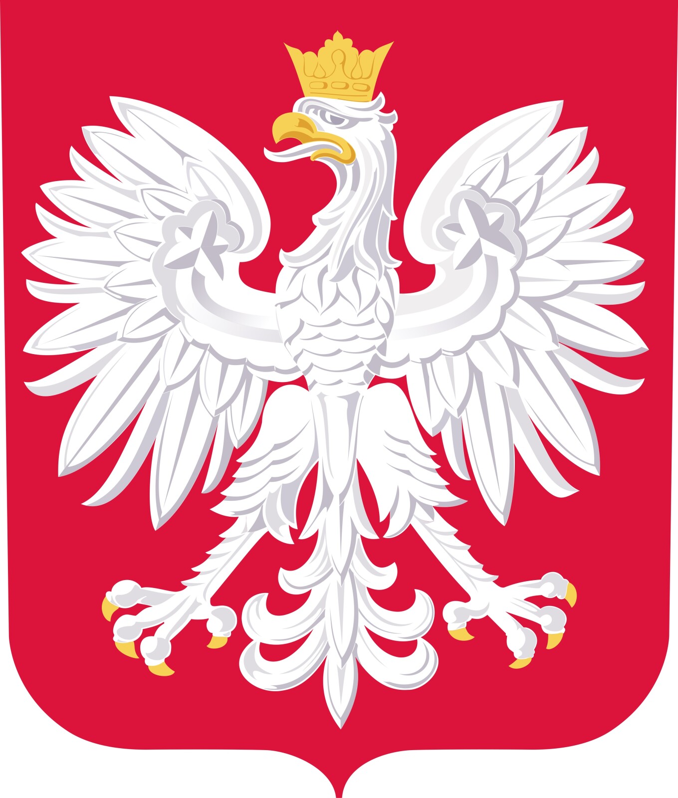 Godło Polski - biały orzeł w koronie na czerwonym tle